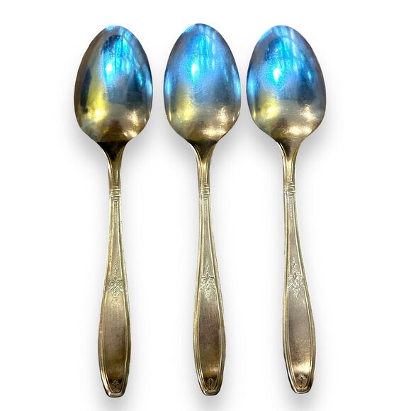 1847 Rogers Bros Ambassador Serving Spoons 8 1/4" Flatware Set of 3 - Picture 2 of 9